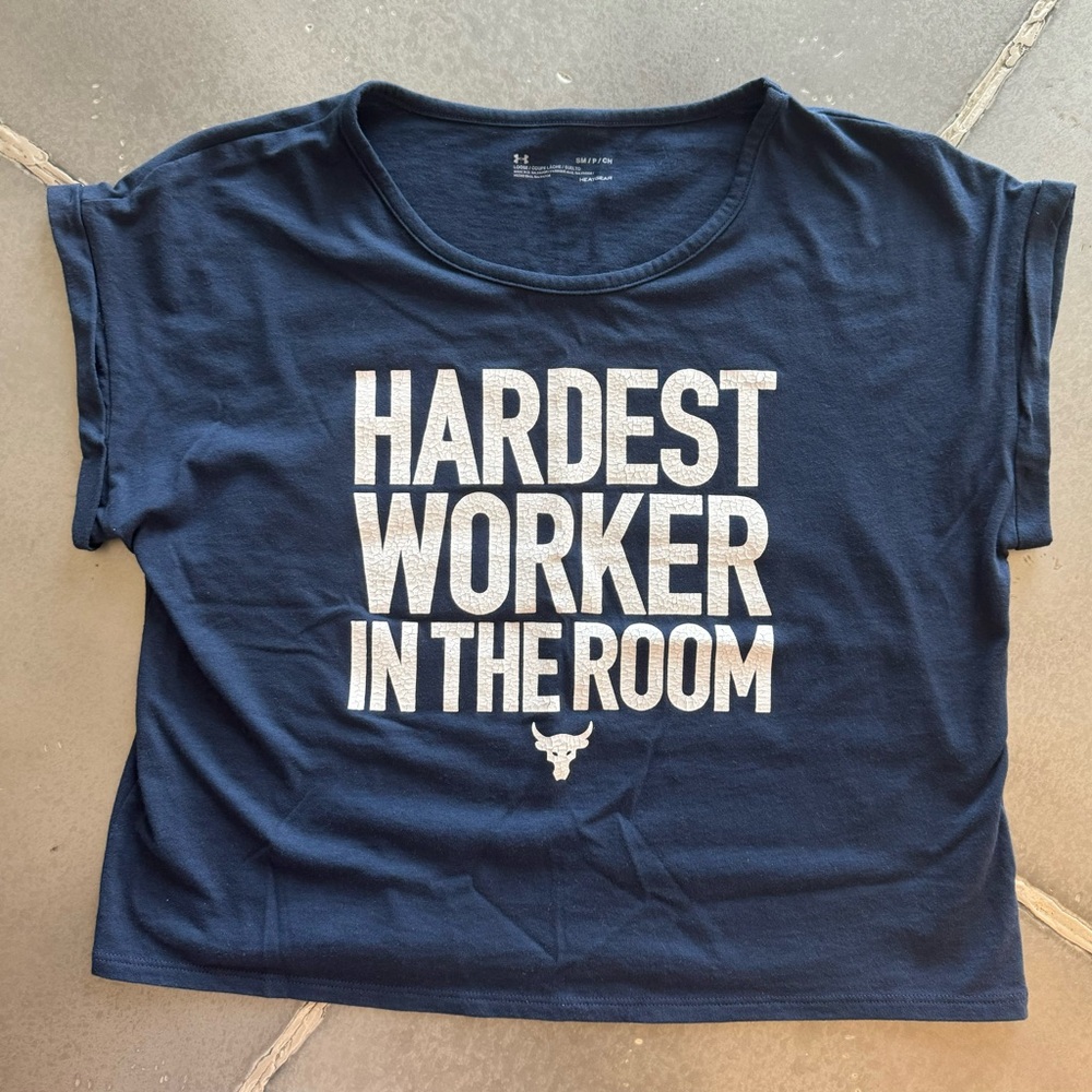 Under Armour Project Rock Hardest Worker in the Room Cropped Top Size Small